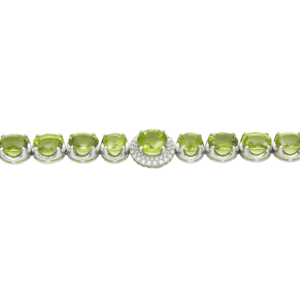 Lắc tay đá Peridot vàng trắng 18k EVT