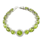 Lắc tay đá Peridot vàng trắng 18k EVT Lắc tay đá Peridot vàng trắng 18k EVT